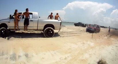 truck tow strap beach