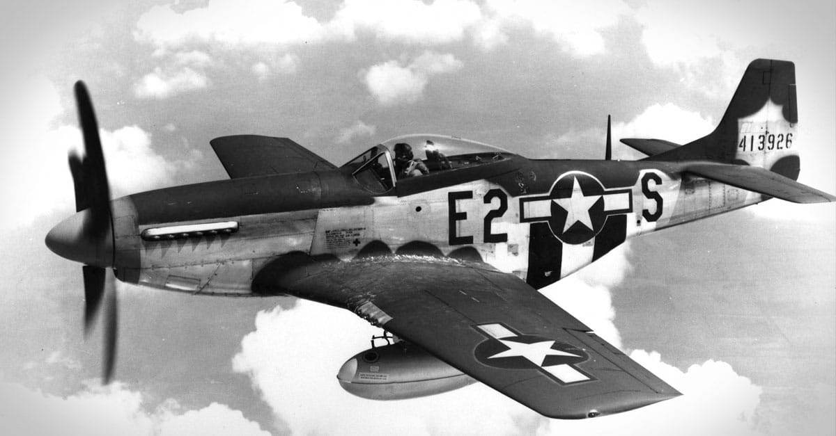 P-51-North American P-51 Mustang figther plane over France