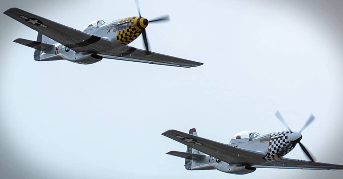 P-51- two P-51 Mustangs fly in formation during the 2017 Heritage Flight Training and Certification Course at Davis-Monthan Air Force Base