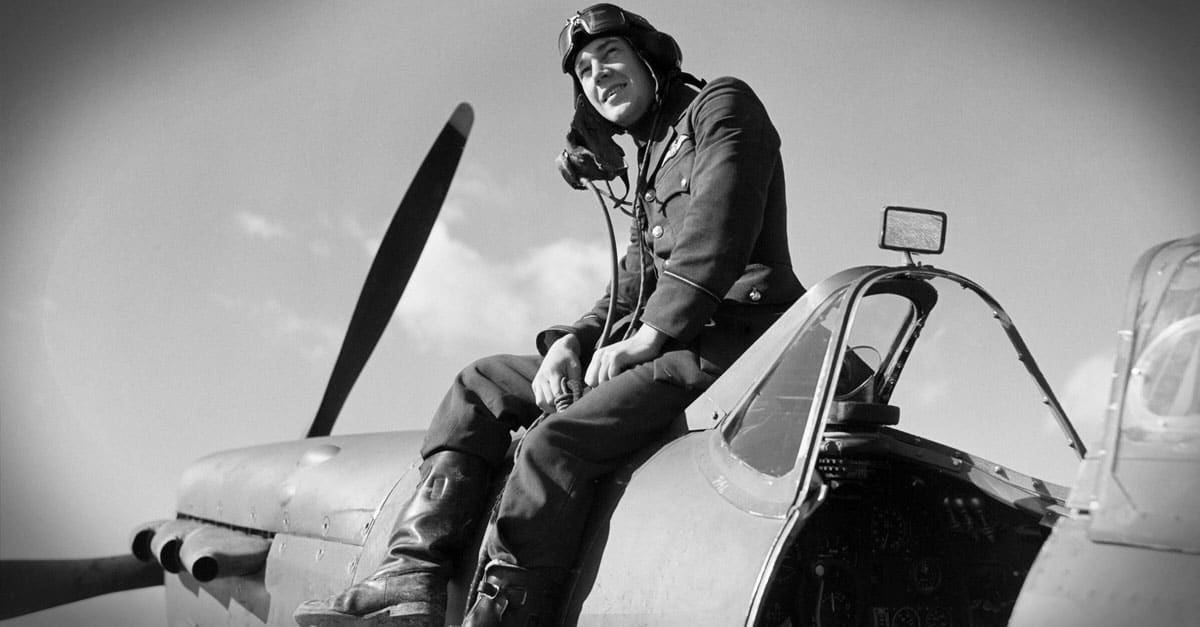 Supermarine Spitfire-Flying Officer Leonard 'Ace' Haines of No. 19 Squadron on his Supermarine Spitfire Mk I