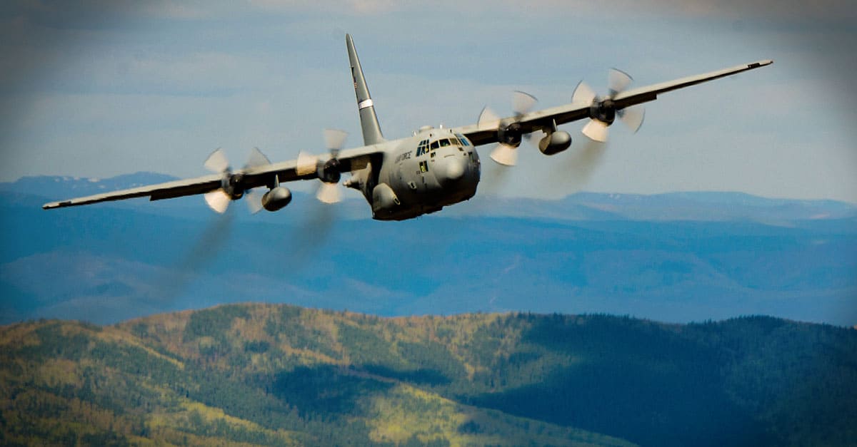 C-130_A Kentucky Air National Guard C-130 flies over Alaska on May 9, 2014