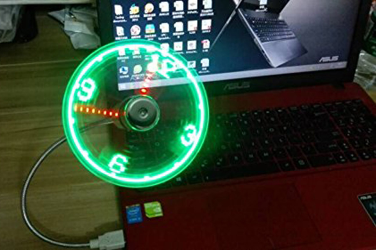 ONXE USB LED Clock Fan with Real Time Display Function